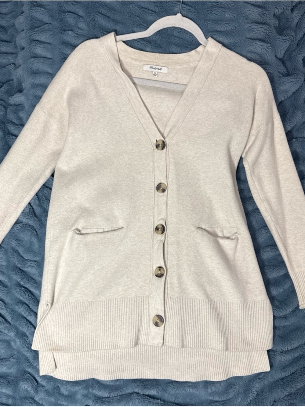 Madewell Neutral Cream V-Neck Button Cardigan